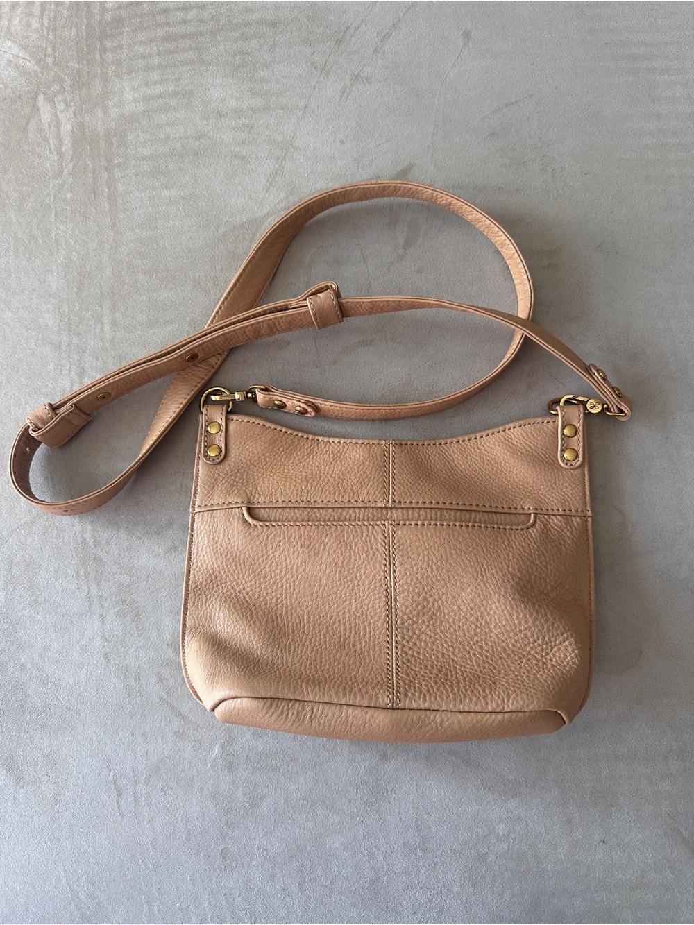 HOBO Leather Crossbody Bag Tan Pebbled Adjustable Strap
